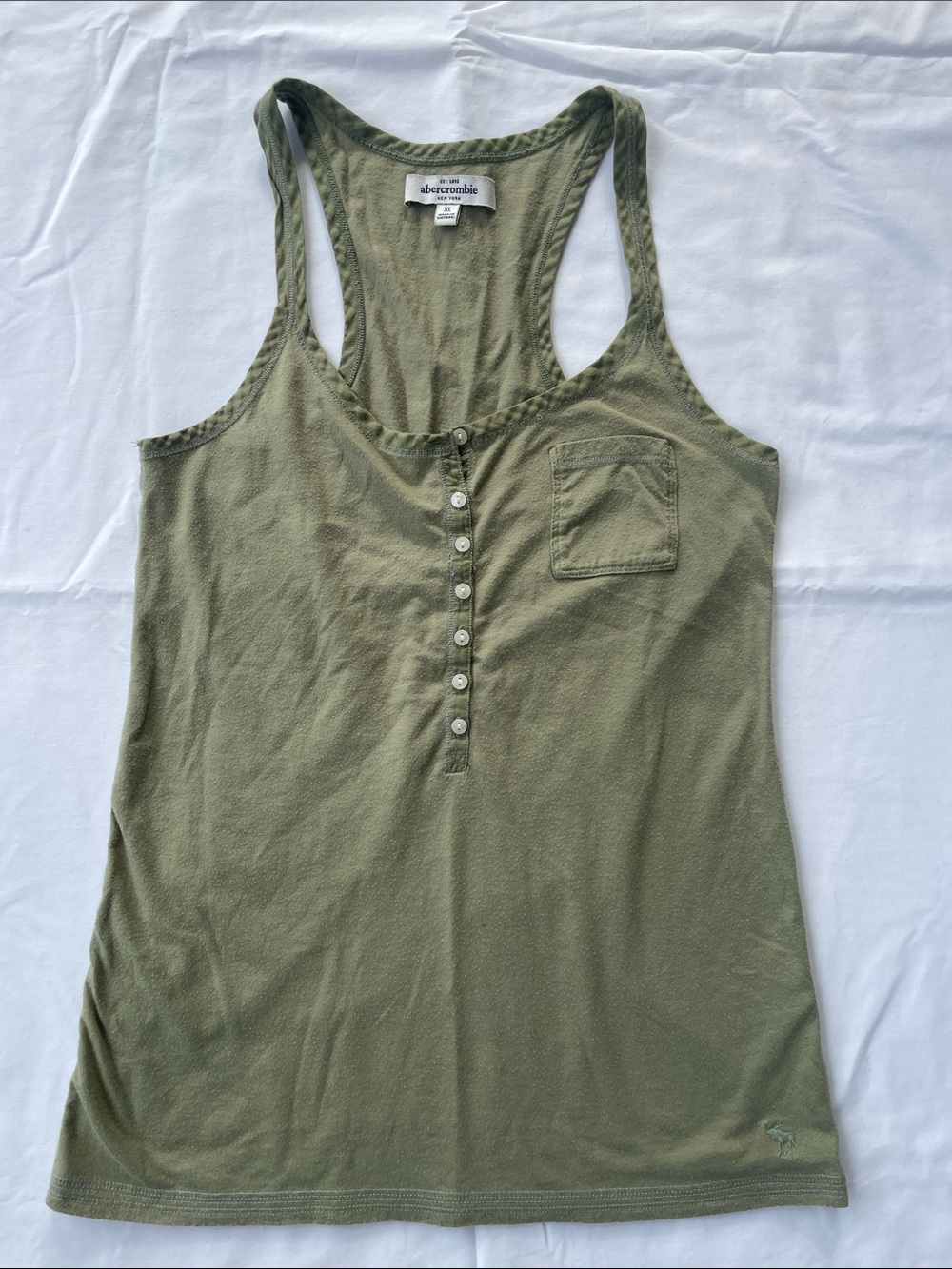 Abercrombie & Fitch Olive Green Henley Racerback Tank